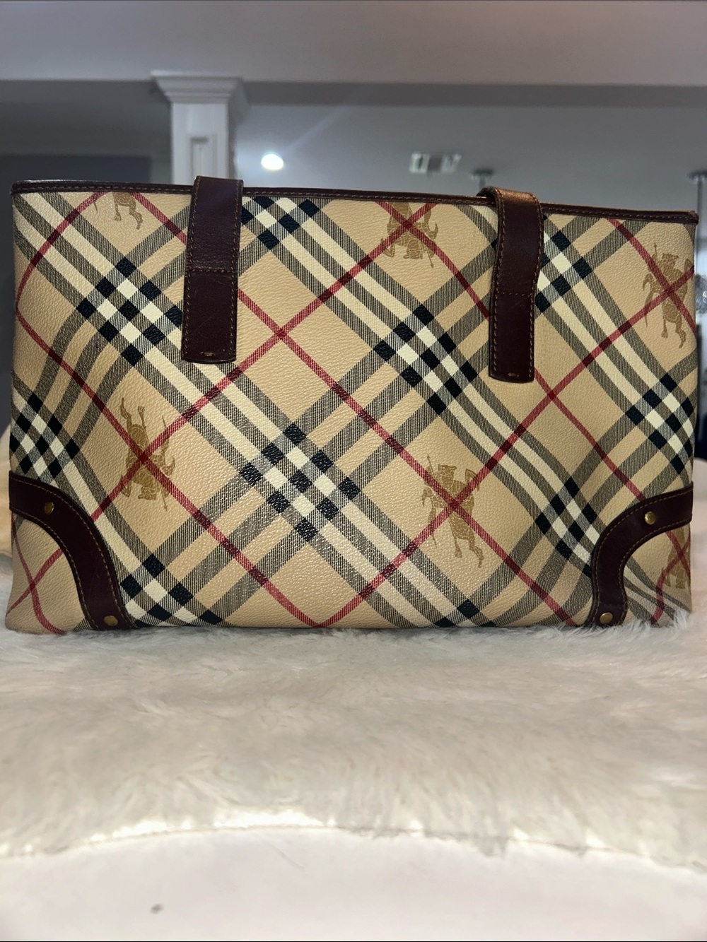 Burberry Tote Bag with Brown Trim